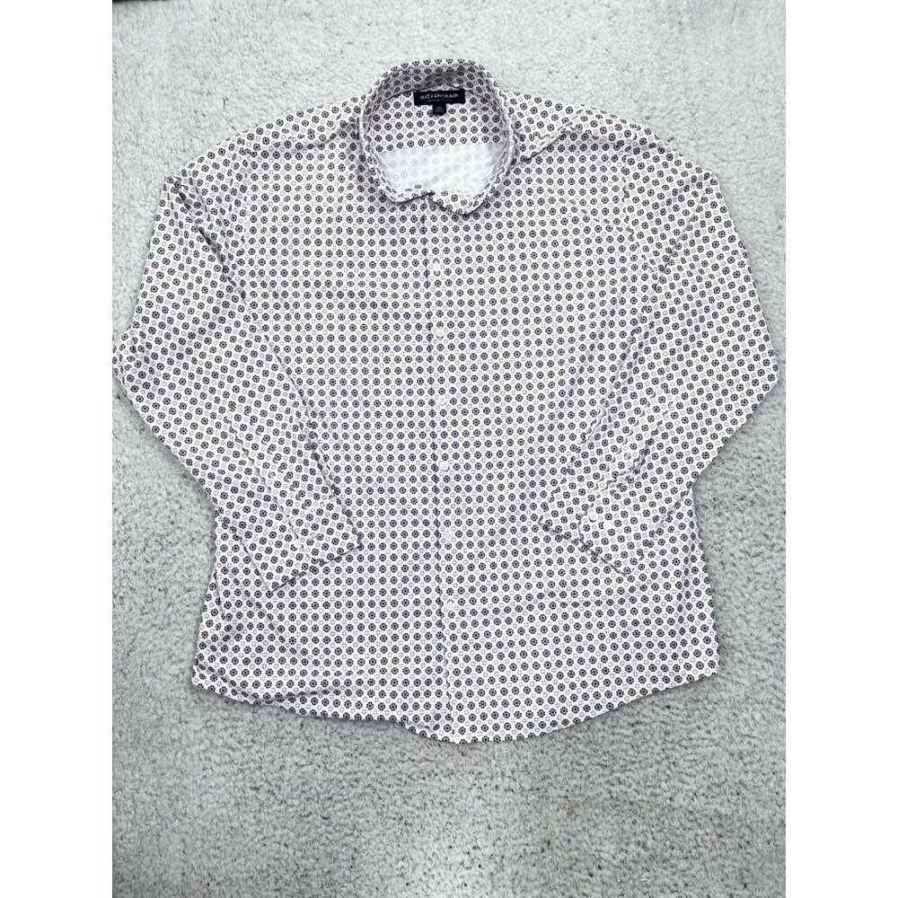 Mizzen + Main White Geometric Lightweight Leeward Button Down Shirt Size XXL